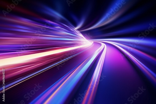 Abstract radiant light rays creating a dynamic sense of speed and movement in vibrant blue and pink hues