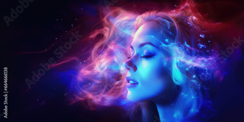 woman in colorful smoke