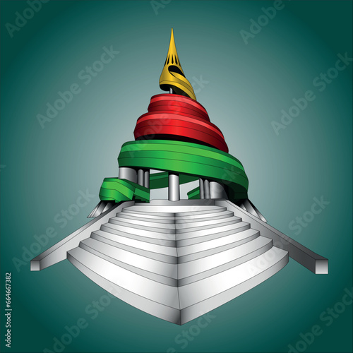 Monument of the reunification of Cameroon, with the colors of the national flag, yaounde