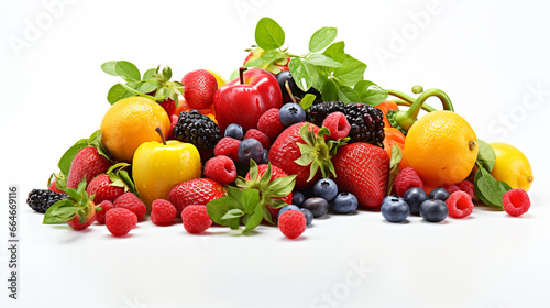 Fruits and vegetables  white background. Generative AI.