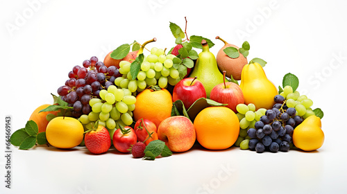 Fruits and vegetables  white background. Generative AI.