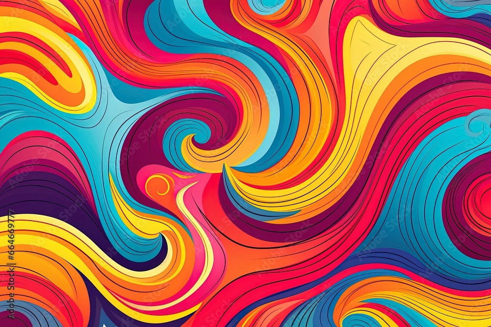 Groovy hippie 70s background with waves, swirl, twirl patterns. Twisted distorted texture in trendy retro psychedelic style. Groovy hippie 70s background with waves, swirl, twirl patterns. Twisted distorted texture in trendy retro psychedelic style.