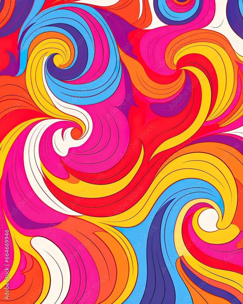 Groovy hippie 70s background with waves, swirl, twirl patterns. Twisted distorted texture in trendy retro psychedelic style. Groovy hippie 70s background with waves, swirl, twirl patterns. Twisted distorted texture in trendy retro psychedelic style.