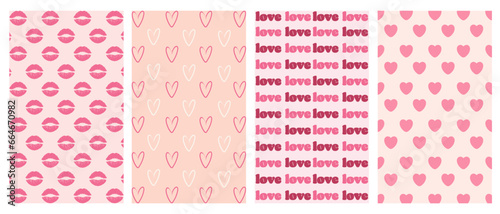 Vector set of vertical pink cards for Valentines Day or wedding.Love vertical poster.Vector illustration