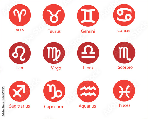 Zodiac Signs, Zodiac symbols icon set vector illustration zodiac star set