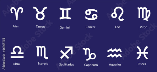 Zodiac Signs, Zodiac symbols icon set vector illustration zodiac star set