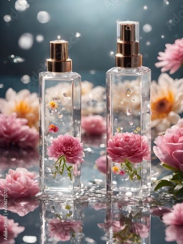 Perfume bottles, cosmetic packaging, Generative AI