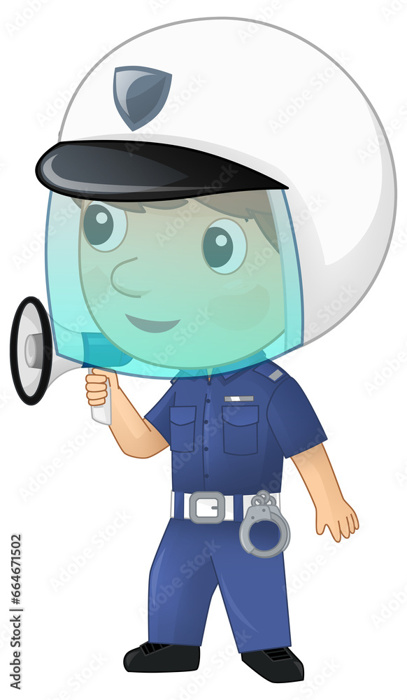 Cartoon character policeman boy happy at work isolated illustration for kids Cartoon character policeman boy happy at work isolated illustration for kids