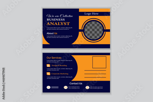 Modern, Creative and Professional Post Card Design Template. photo