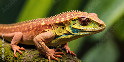 Fotografie, Obraz Tropical lizard in jungle on a sunny day
