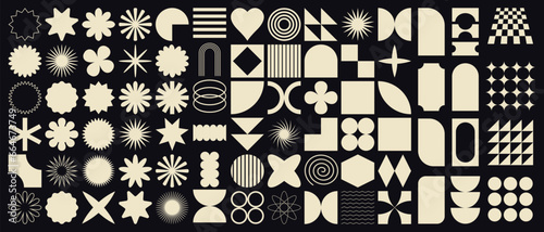 Big vector set of brutalist geometric shapes. Modern abstract graphic design elements. Vector illustration