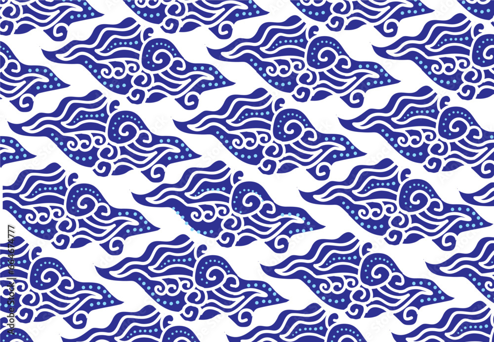 Motif Mega Mendung, batik motif typical of West Java Indonesia, curved line pattern with cloud objects, with developments and various artistic colors Motif Mega Mendung, batik motif typical of West Java Indonesia, curved line pattern with cloud objects, with developments and various artistic colors