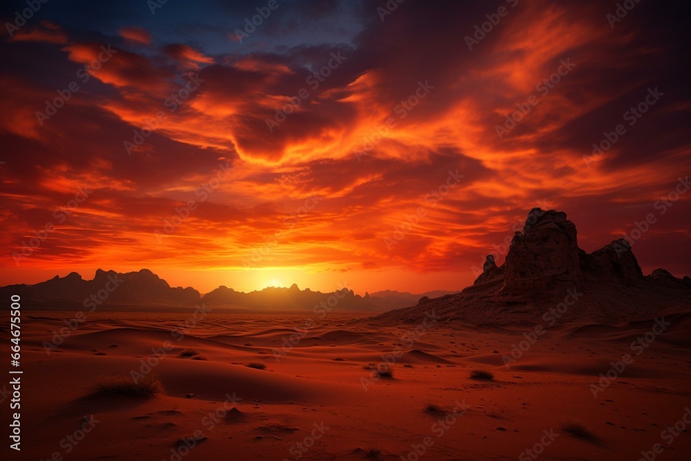 beautiful desert sunrise. Generative AI