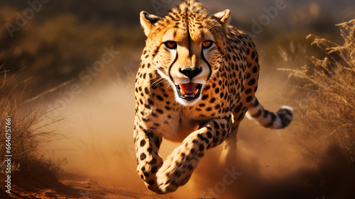 leopard running through the grass © Vahagn