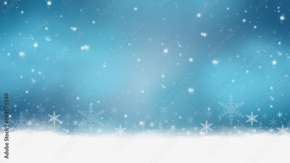 Christmas snow winter background with falling snowflakes.