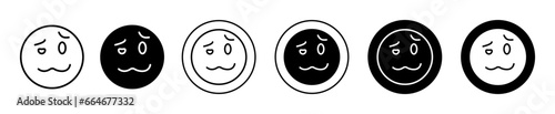 Woozy emoji icon. drunk face expression emoticon symbol set. Woozy feeling mood facial emotion vector sign. Woozy or drunk face looking tired line logo