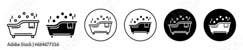 Jacuzzi icon. Hot bathtub shower symbol set. jacuzzi bath tub with towel vector sign. 