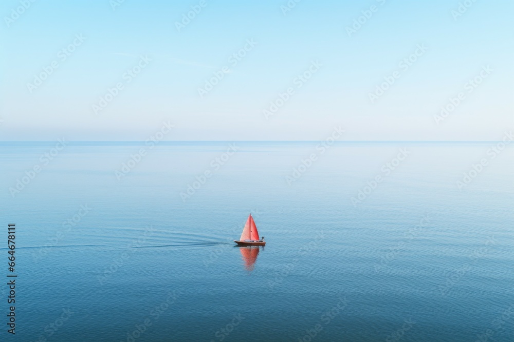 Sailboat at sea. Conceptual symbol. Background with selective focus and copy space