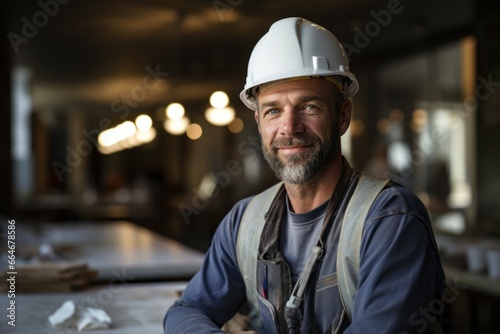 Foreman at work. Top profession concept. Portrait with selective focus and copy space