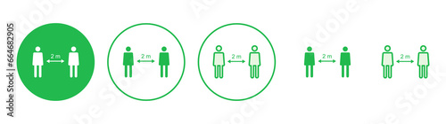 Social distance icon set. social distancing icon. self quarantine sign