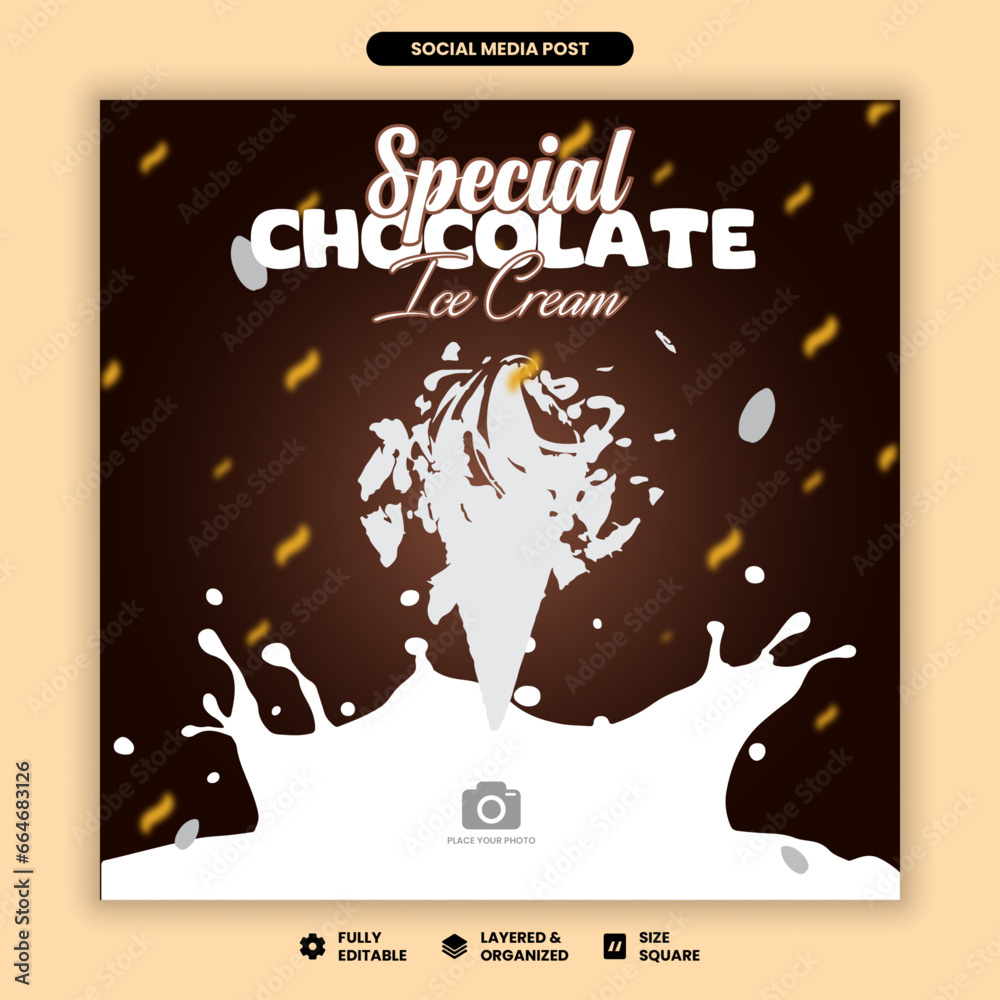 Today's Special delicious ice cream social media all promotional design editable square layout Tasty cake collection web banner and Instagram post template
