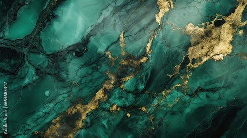 Natural green and gold marble stone background