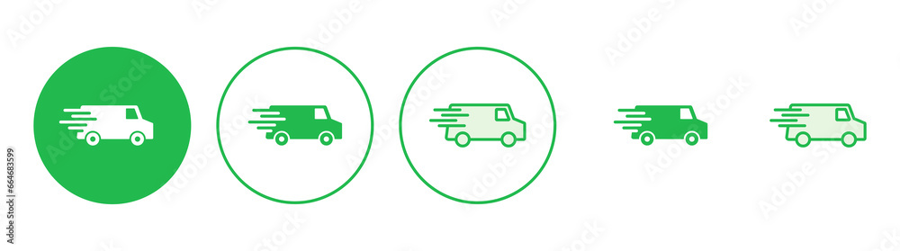 Fast shipping delivery truck icon set. Delivery truck icon. fast delivery icon Fast shipping delivery truck icon set. Delivery truck icon. fast delivery icon