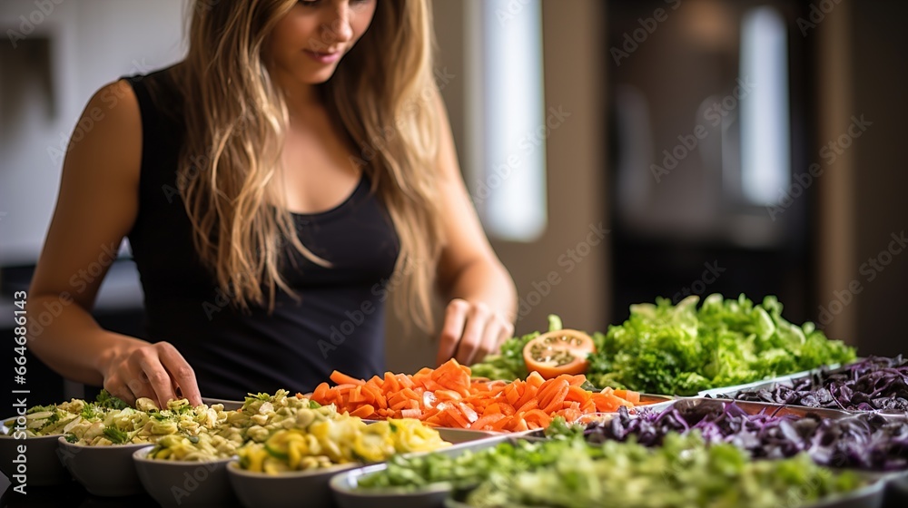 A woman is preparing vegetables UHD wallpaper Stock Photographic Image