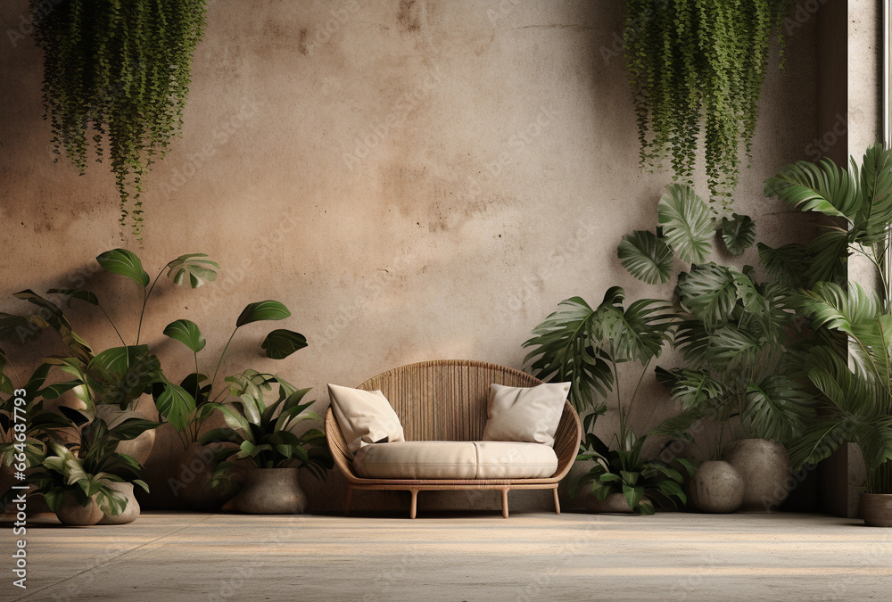 Interior background with plant