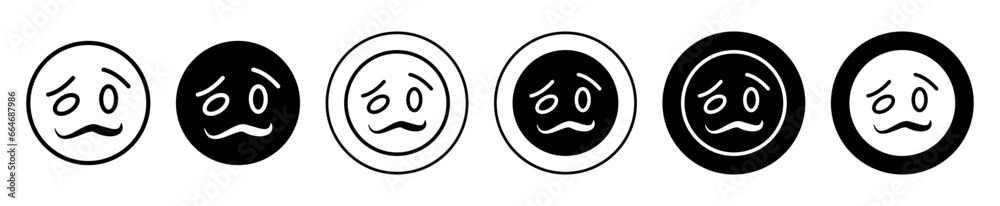 Woozy icon emoji vector. Tired or drunk facial expression line sign. Woozy mood or feeling face emoticon symbol logo