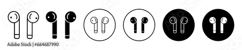 Air pod or earbud icon set. Wireless ear pod vector sign in line style