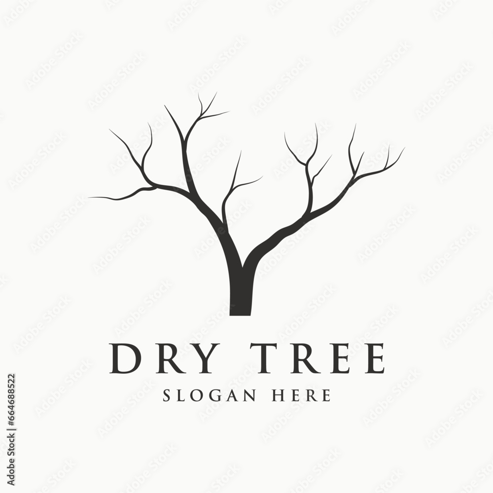 Fototapeta premium Dead tree silhouette logo template design with dry branches.