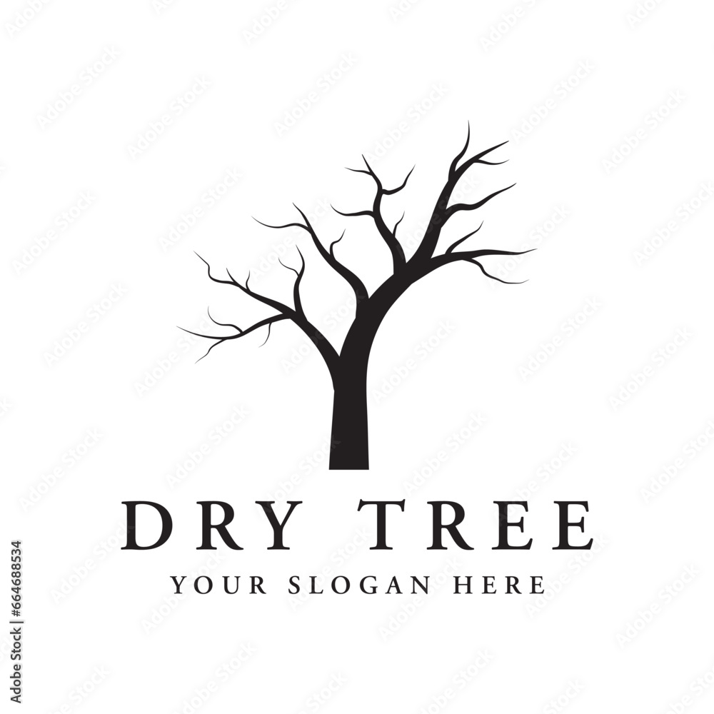 Obraz premium Dead tree silhouette logo template design with dry branches.