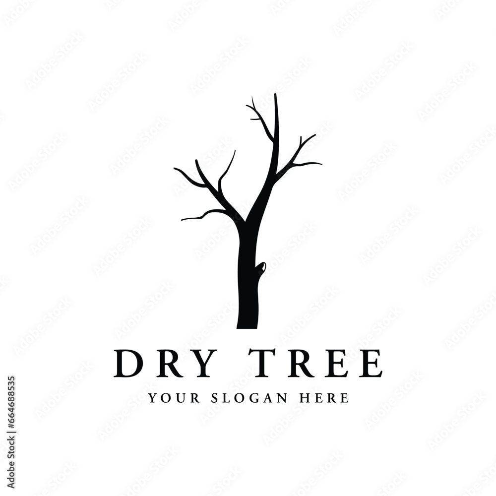 Obraz premium Dead tree silhouette logo template design with dry branches.