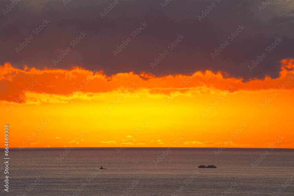 Sunset by the sea, Photo taken at Hanauma Bay Ridge Top, East Honolulu Oahu Hawaii.