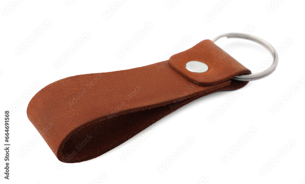 Leather keychain with Ukrainian coat of arms isolated on white Leather keychain with Ukrainian coat of arms isolated on white