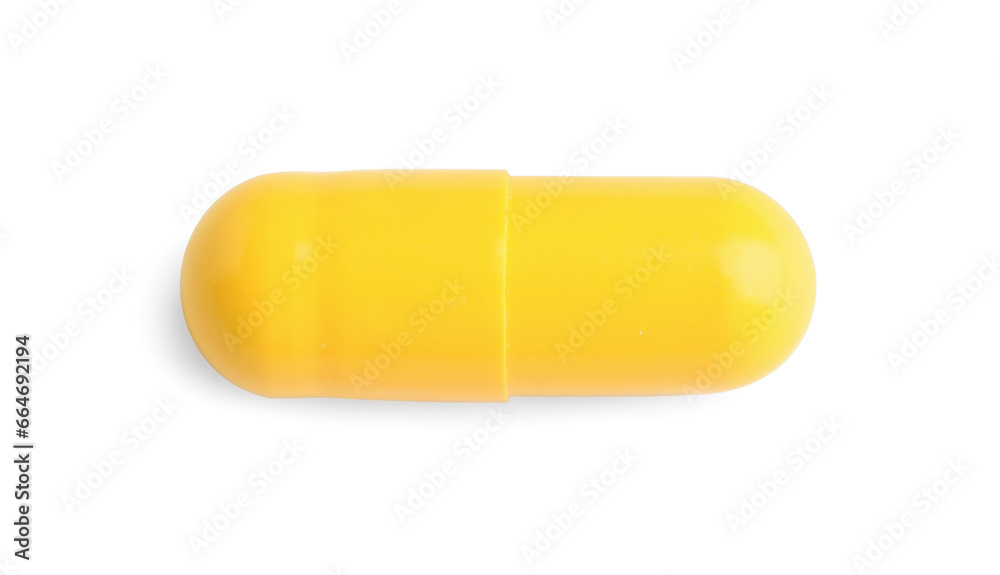 One pill isolated on white, top view One pill isolated on white, top view