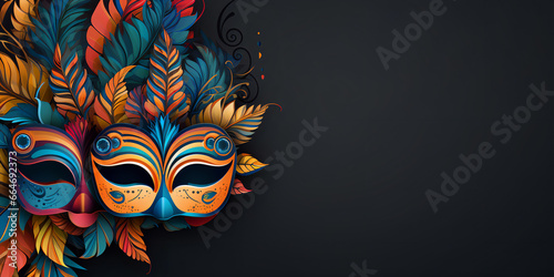 Fototapete Paper sculpture carnival mask multicolored copy space