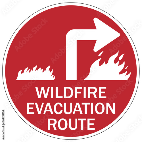 Emergency wildfire evacuation route sign