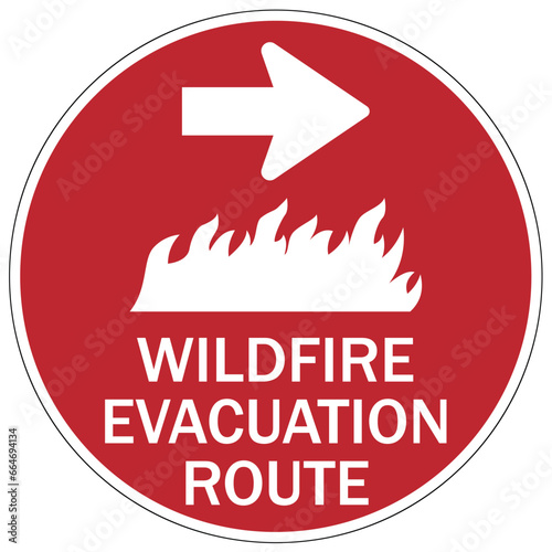 Emergency wildfire evacuation route sign