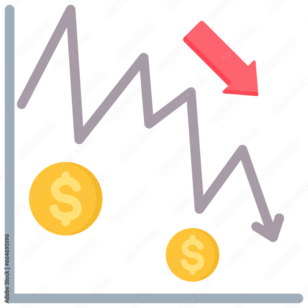 Averaging Down Flat Icon
