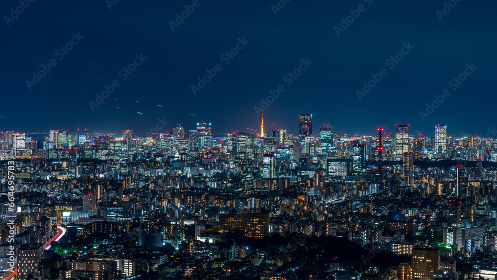 Panoramic view of the Greater Tokyo area at dusk.