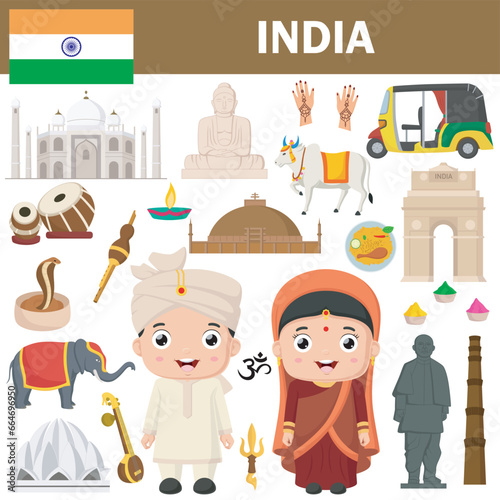 Set of India famous landmarks