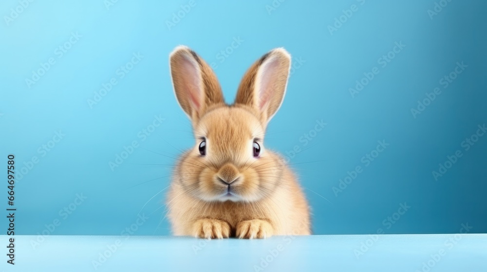 Obraz premium cute animal pet rabbit or bunny white color smiling and laughing isolated with copy space for easter background, rabbit, animal, pet, cute, fur, ear, mammal, background, celebration, generate by AI