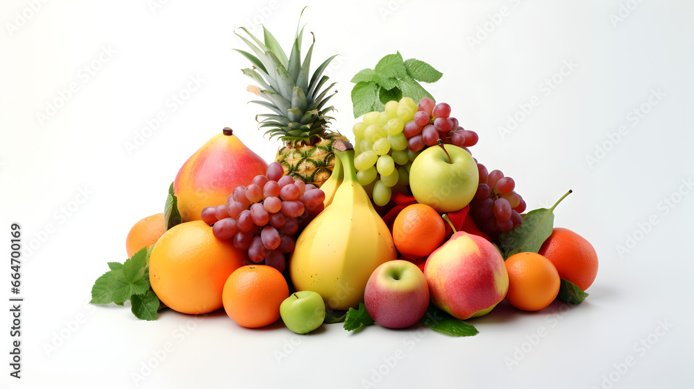 Fresh fruit isolated on white background