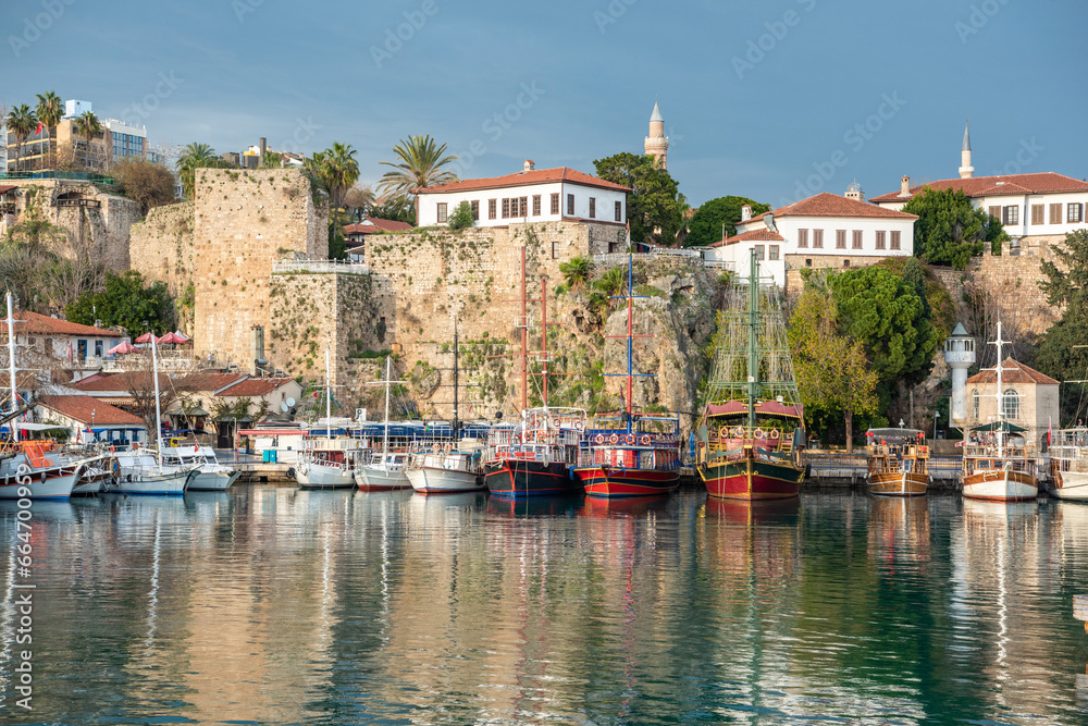 The harbour in Kaleici historic district in Antalya, Turkey.