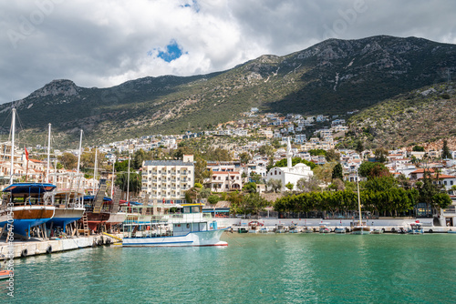 Fototapeta Naklejka Na Ścianę i Meble -  Kalkan harbourside town on the Mediterranean coastline in Antalya province of Turkey.