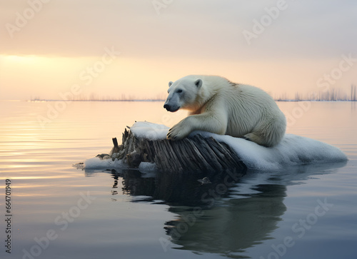 Polar bear in iceberg climate change photography
