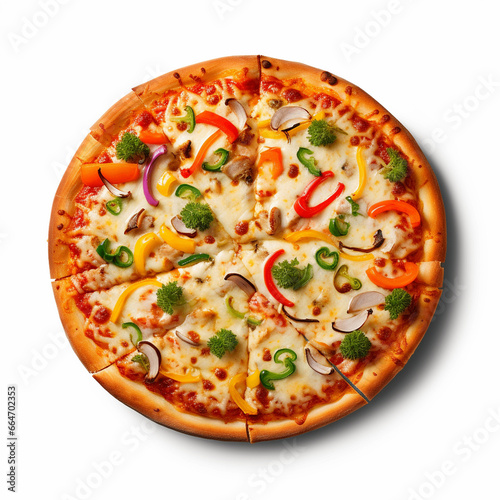 Delicious pizza with cheese and tasty combinations with transparent white background png
