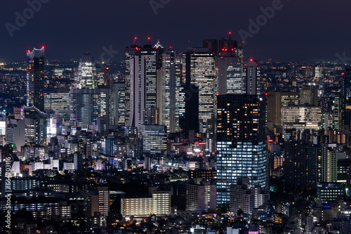 Tokyo Shinjuku area high rise buildings at dusk. © hit1912